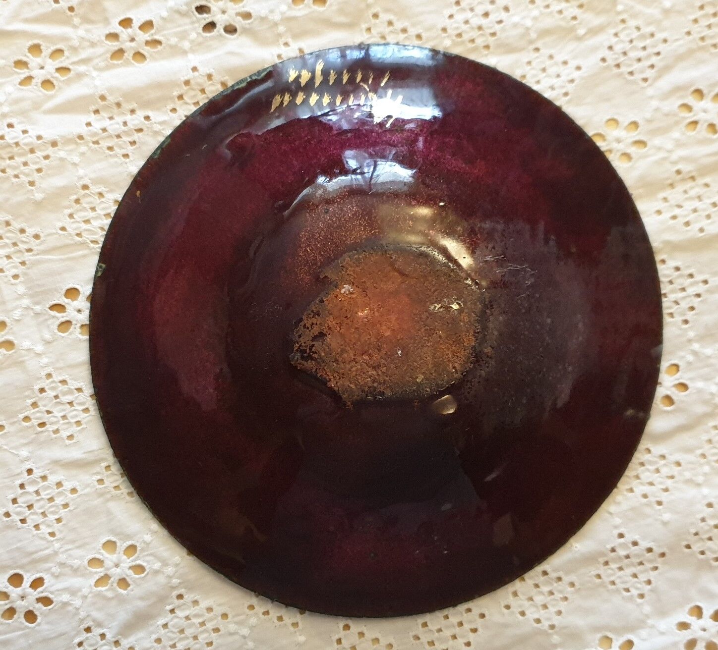 empty pocket, cup, ashtray, art enamels of Limoges around 1970