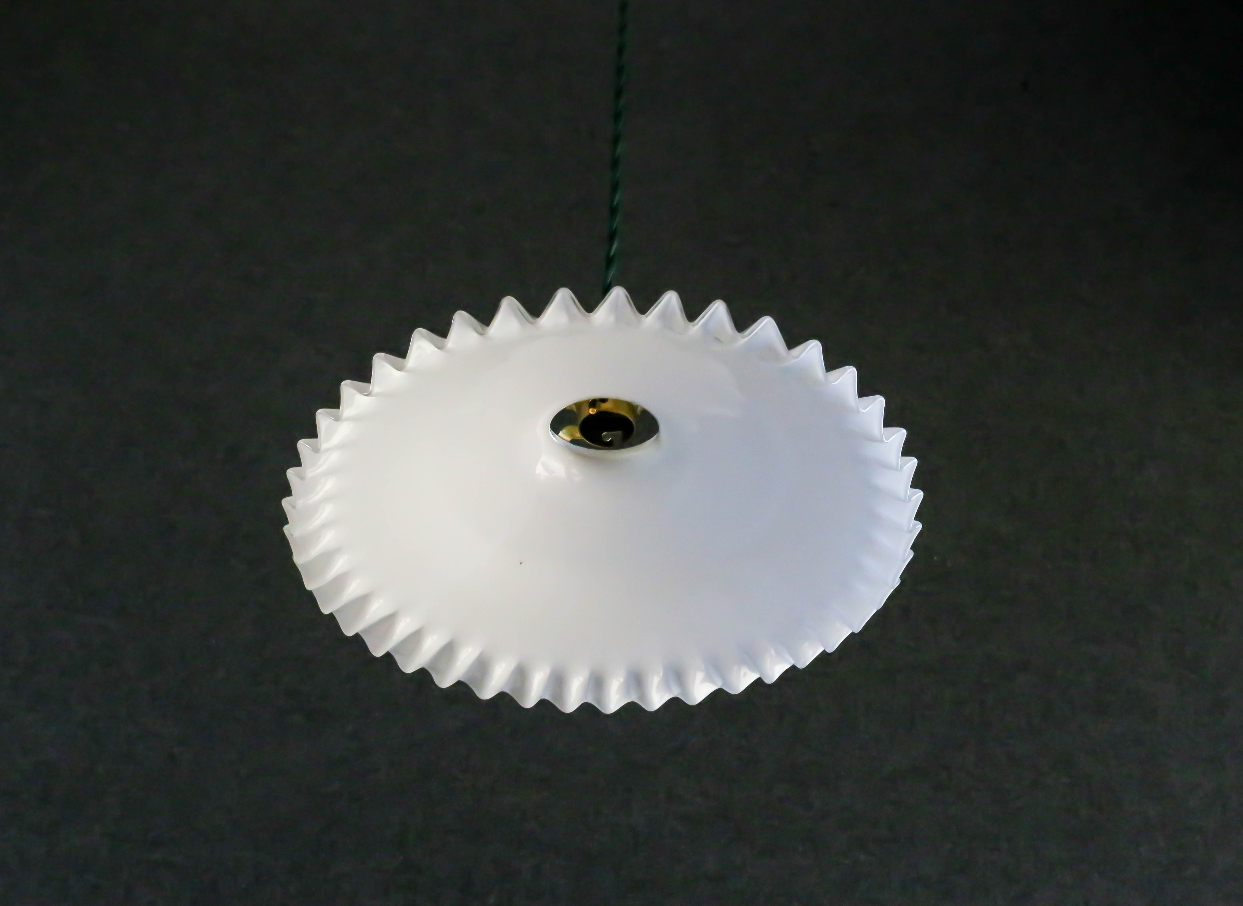 Antique suspension in white opaline comes with new brass socket