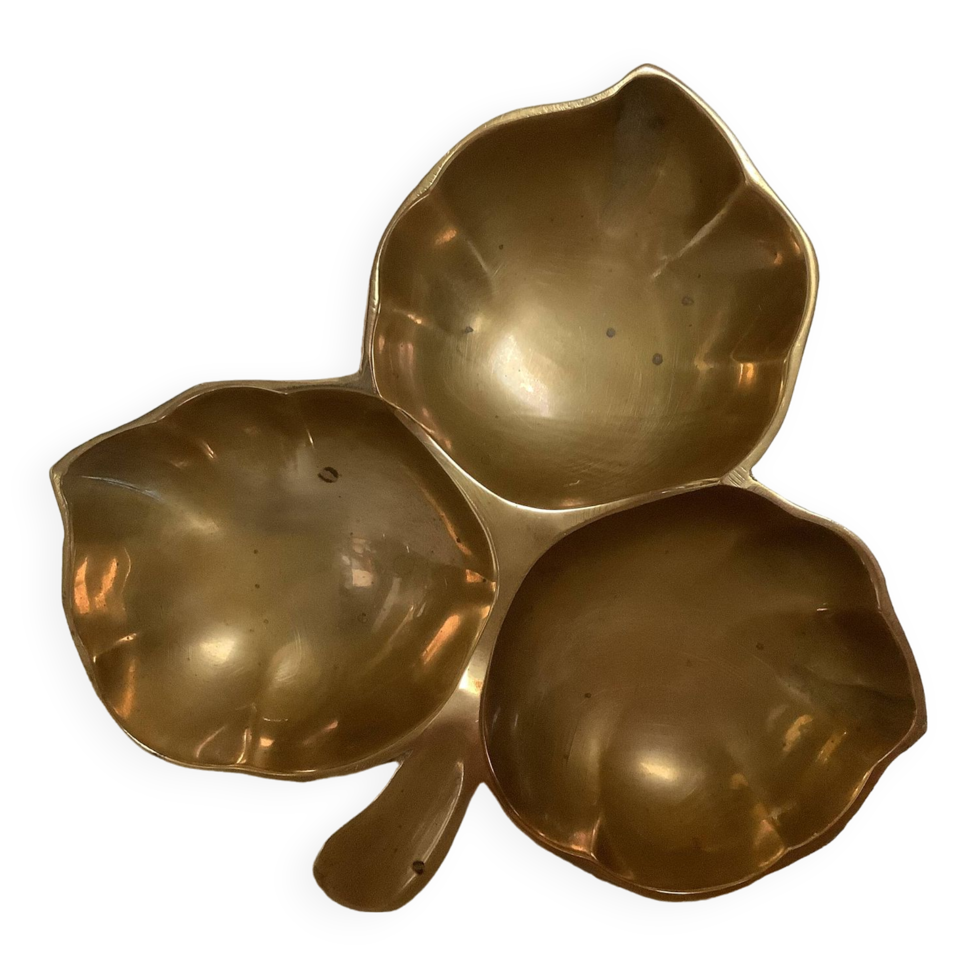 Brass clover catchall tray