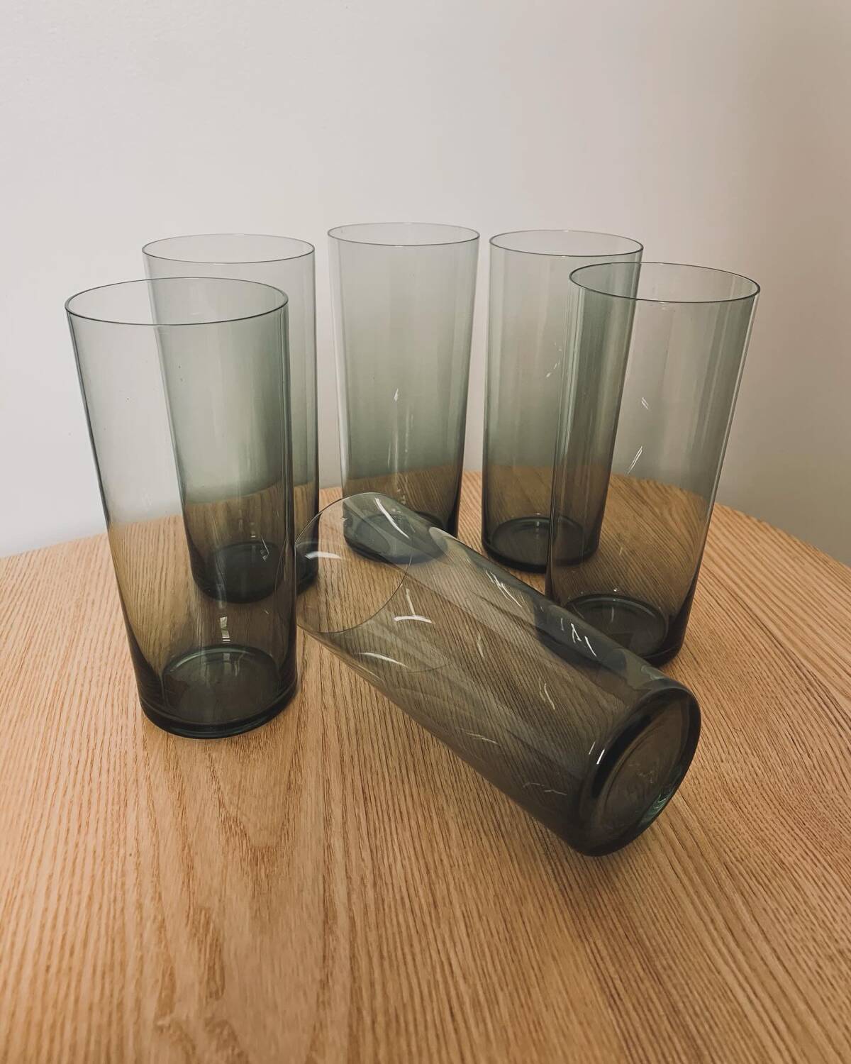 Set of 6 smoked water glasses