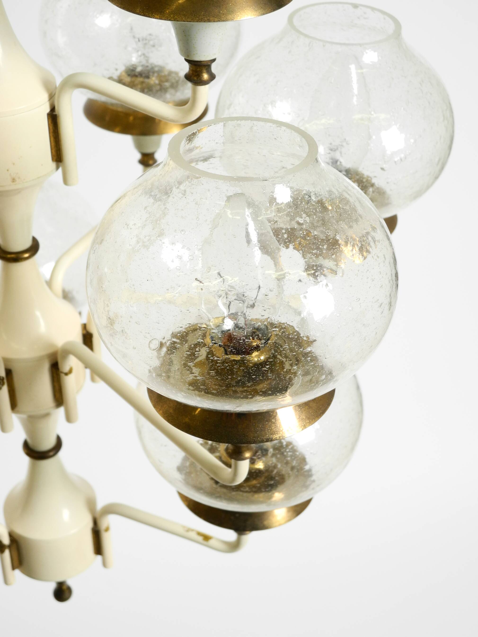 Large 1960s brass and glass tulip ceiling lamp by Hans Agne Jakobsson