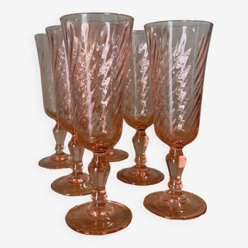 6 Rosaline Twisted Pink Champagne Flutes