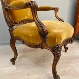 Fauteuil à dossier plat noyer de style Regence XIXeme