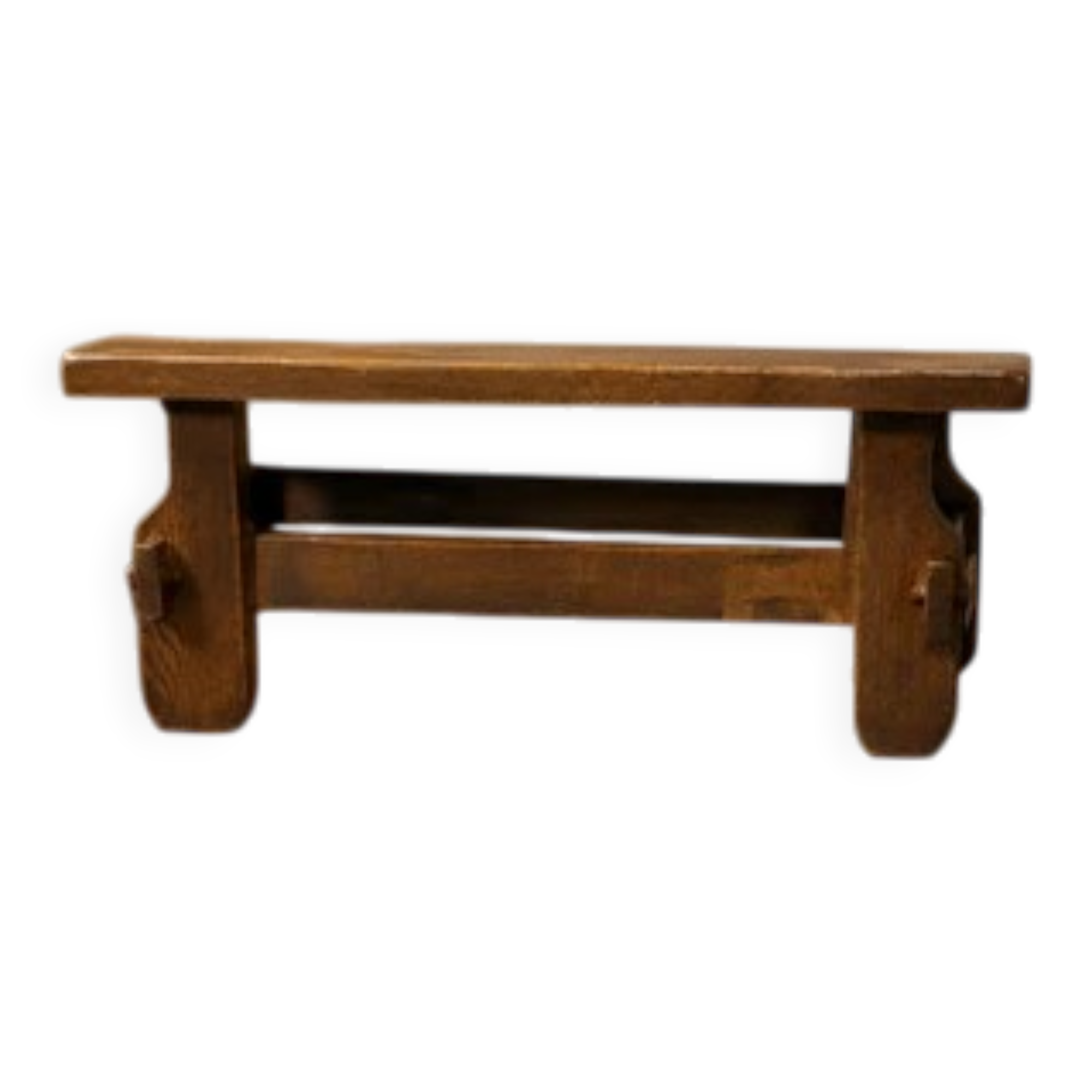 Brutalist coffee table in solid oak, 1970s