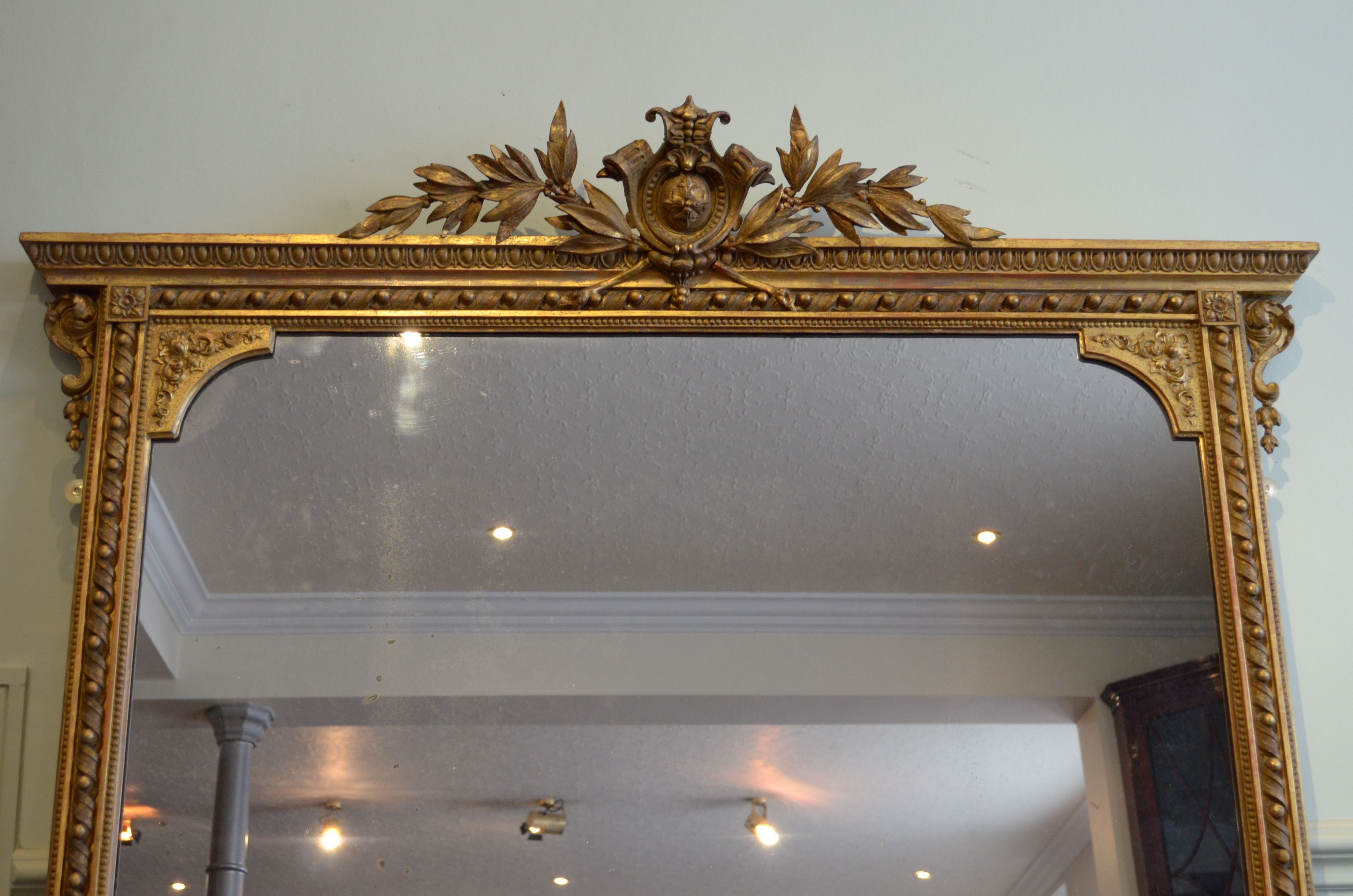English giltwood overmantle mirror h161cm