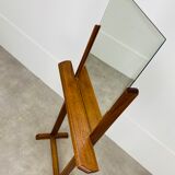 Beveled mirror on oak stand 40s