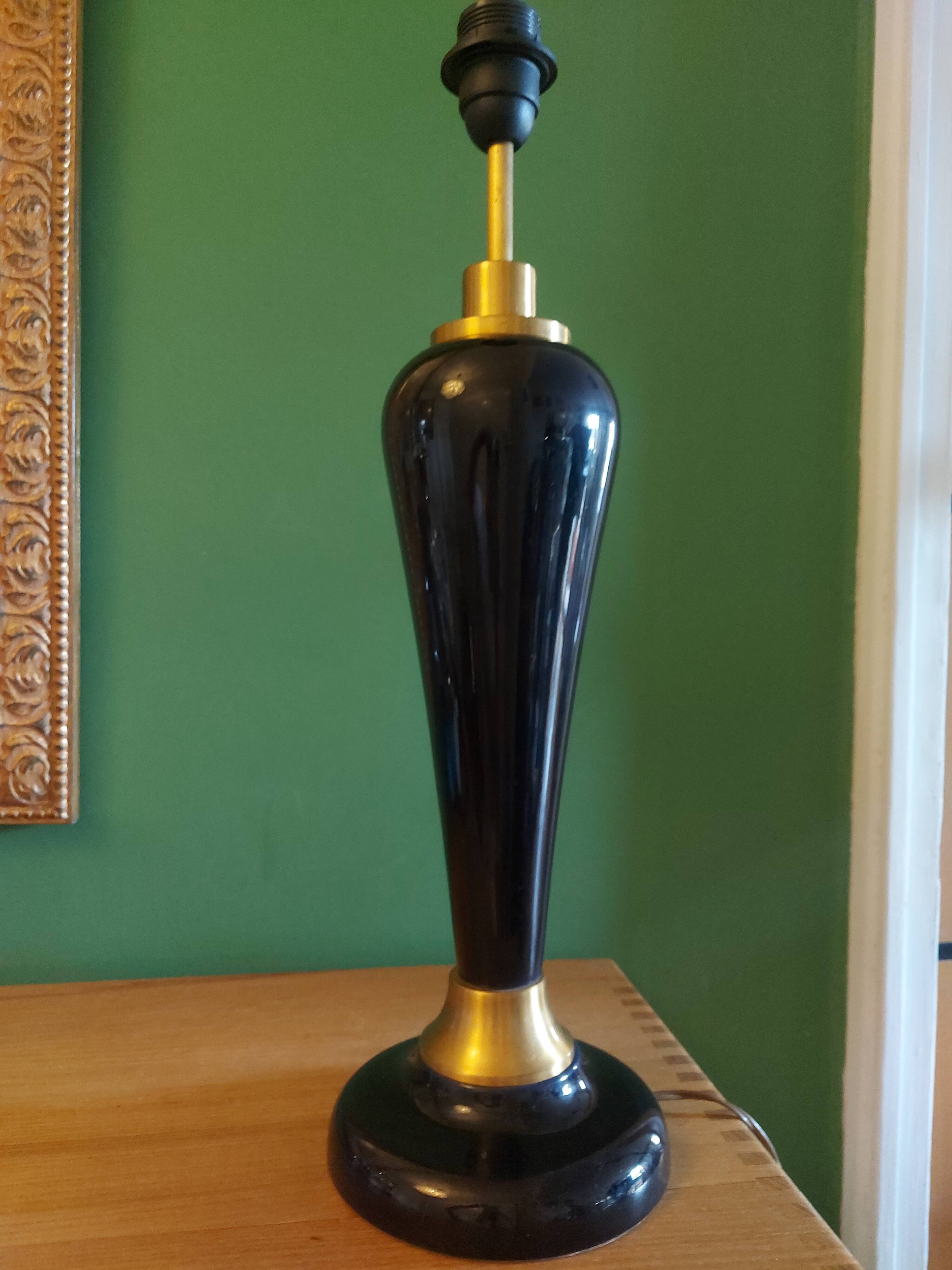 Large cobalt blue ceramic lamp stand