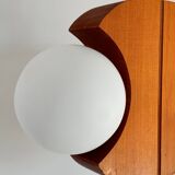 Scandinavian design chandelier pendant, rope, opaline and pine, from the 1980s
