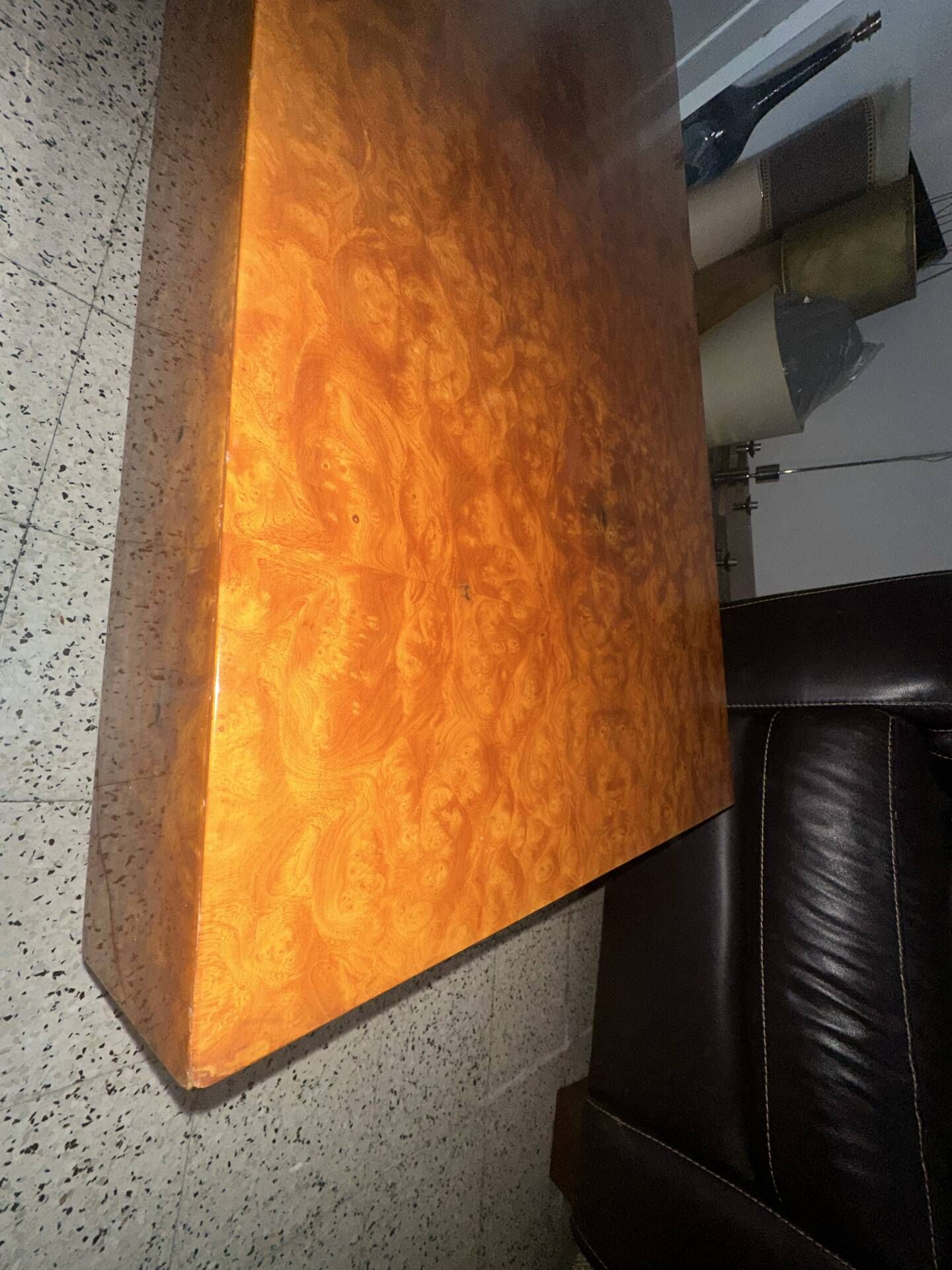 Rectangular coffee table in elm burl
