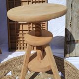 Vintage wooden stool with screws