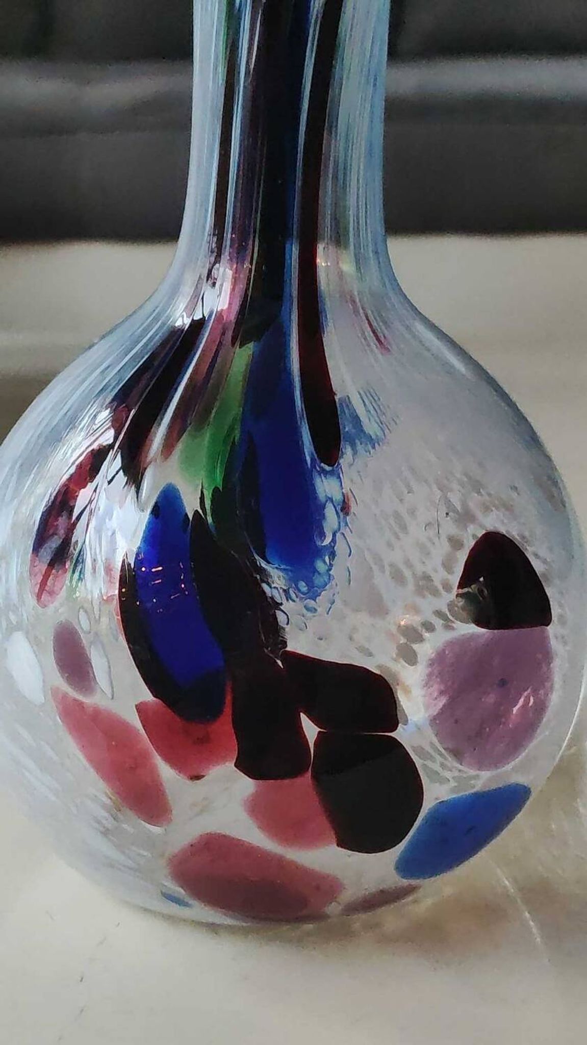 Speckled Blown Art Glass Ball Vase
