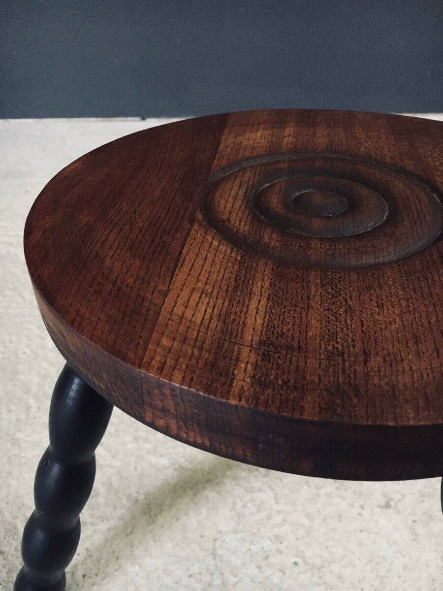 French Bobbin Tripod Stool, 1940s