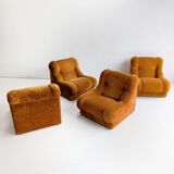Set of 4 Modular Italian Lounge Chairs 1970s