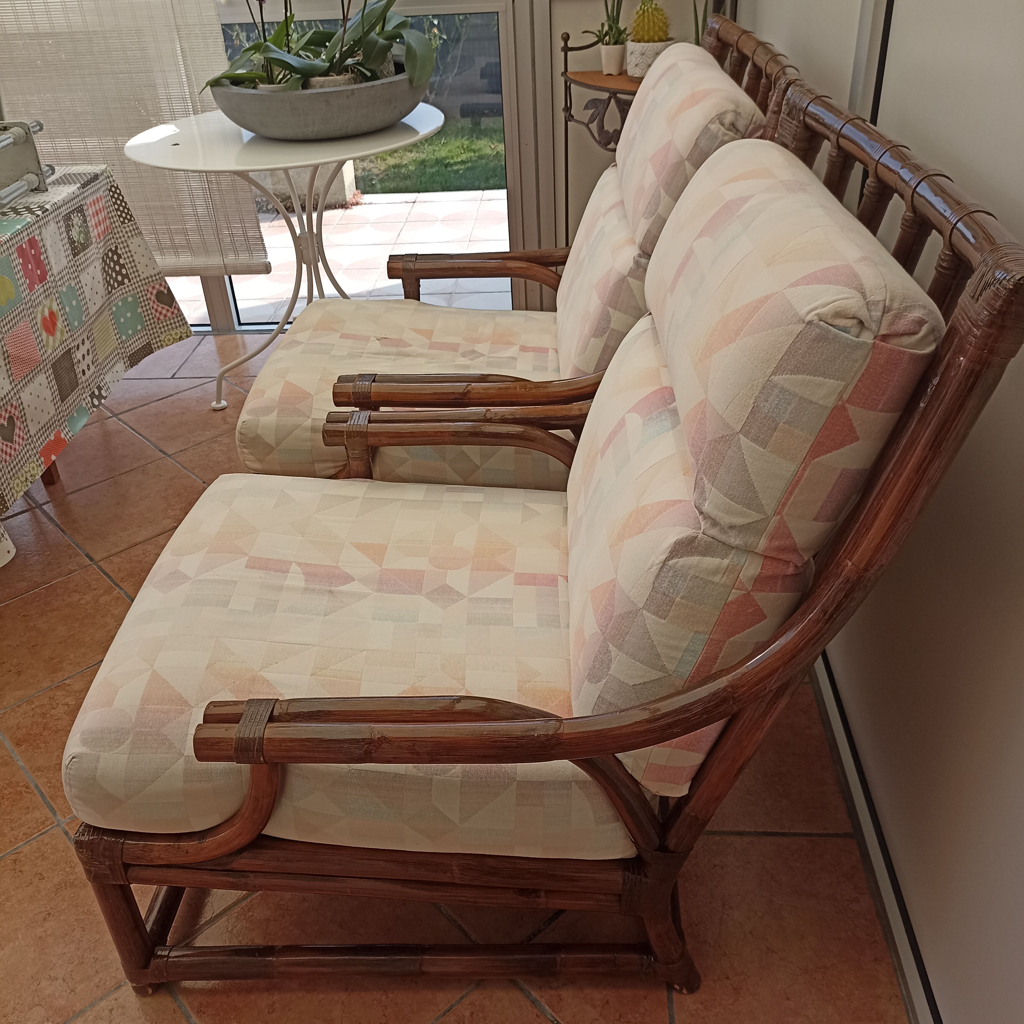 Dark brown rattan living room