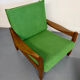 Lot of 2 vintage armchairs in solid oak with boucle fabric, Scandinavian design from the 70s.