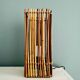 Lampe cube en bois et osier vintage
