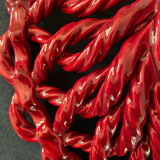 Fruit basket in burgundy basketry slip braided burgundy year 60