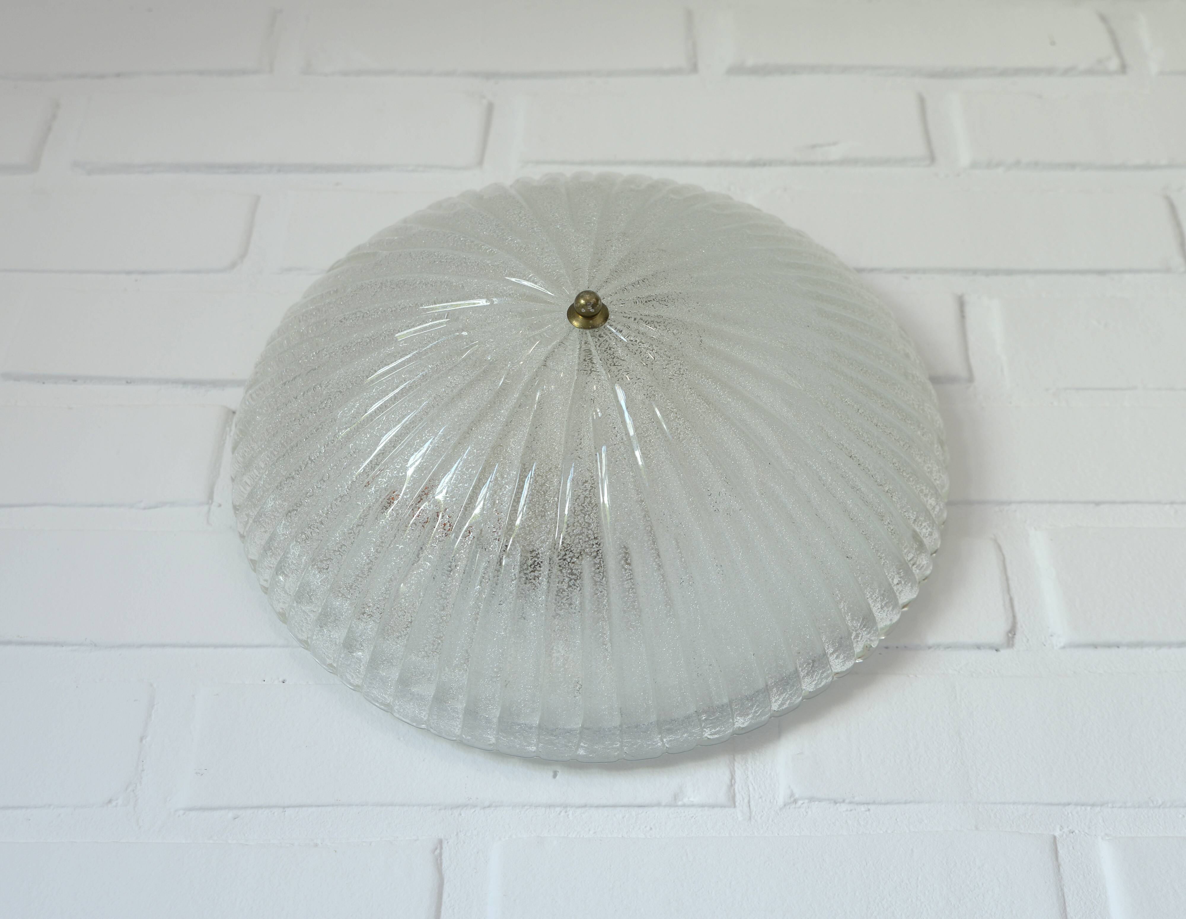 Vintage wall sconce flush mount ceiling light ice glass light fixture 1980s