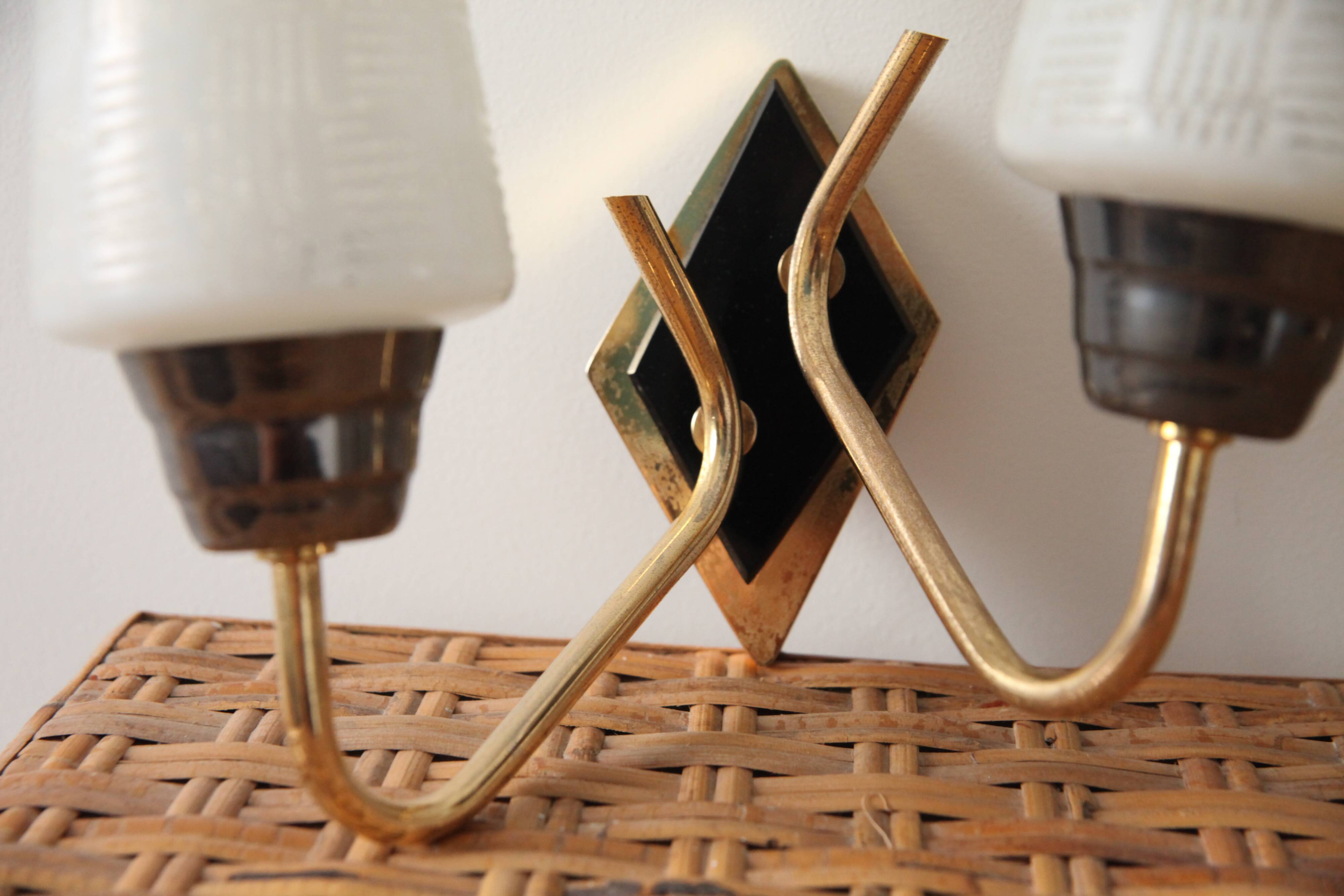 Brass and polished glass, set of 2