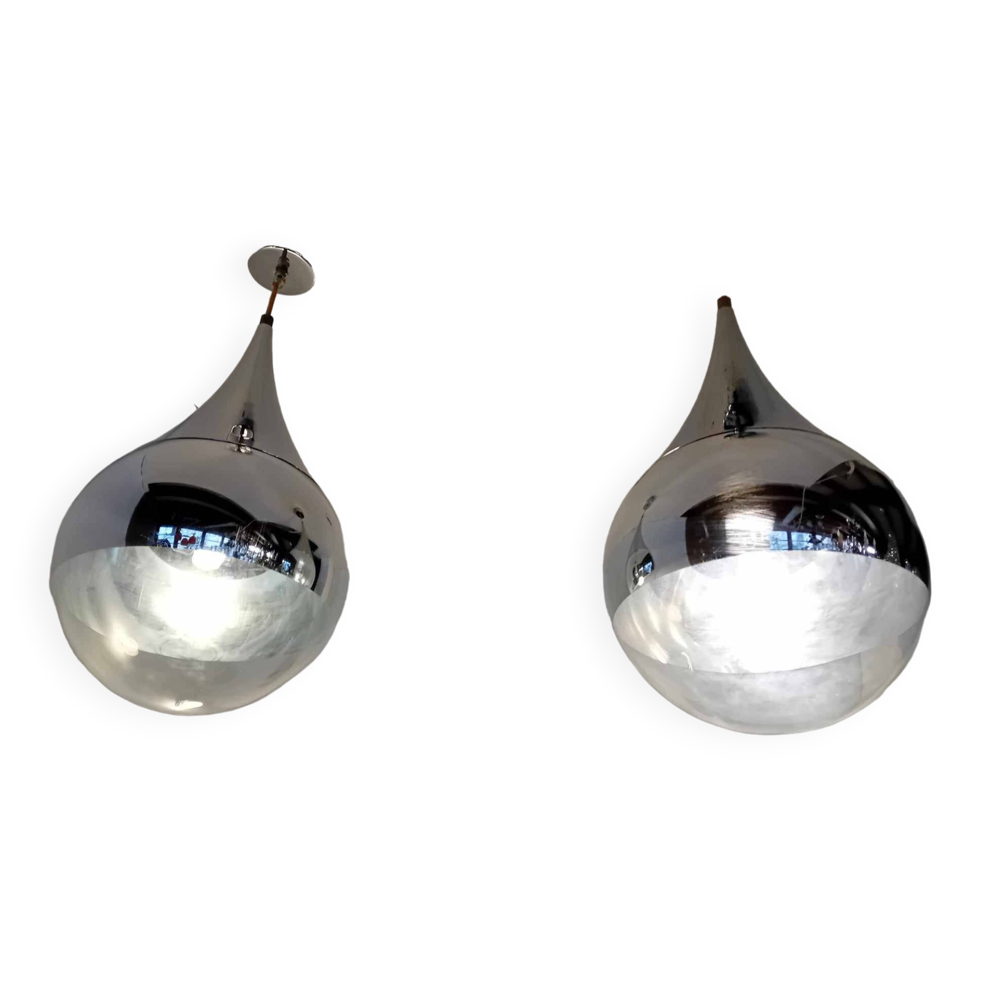 Pair of space art pendants from the 80s.