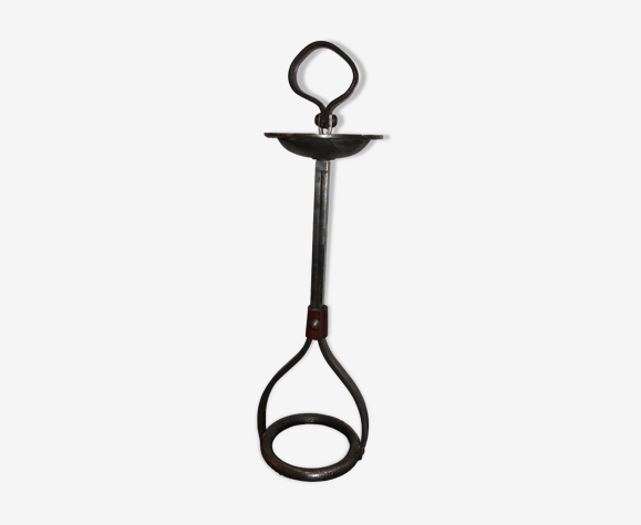 Cendrier jean pierre ryckaert design fer forgé et cuir
