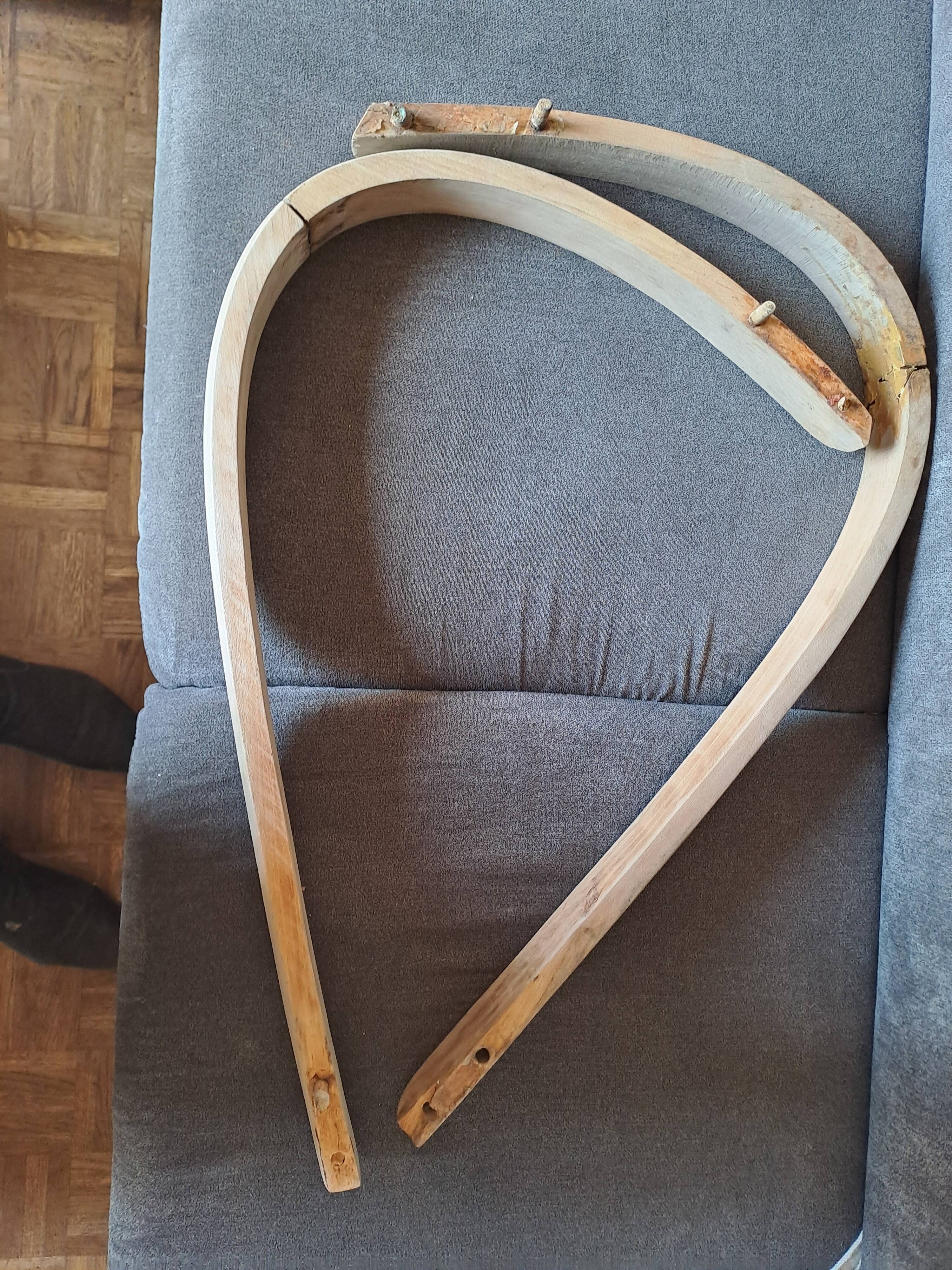 Fauteuil cuir art déco 1930 base bois