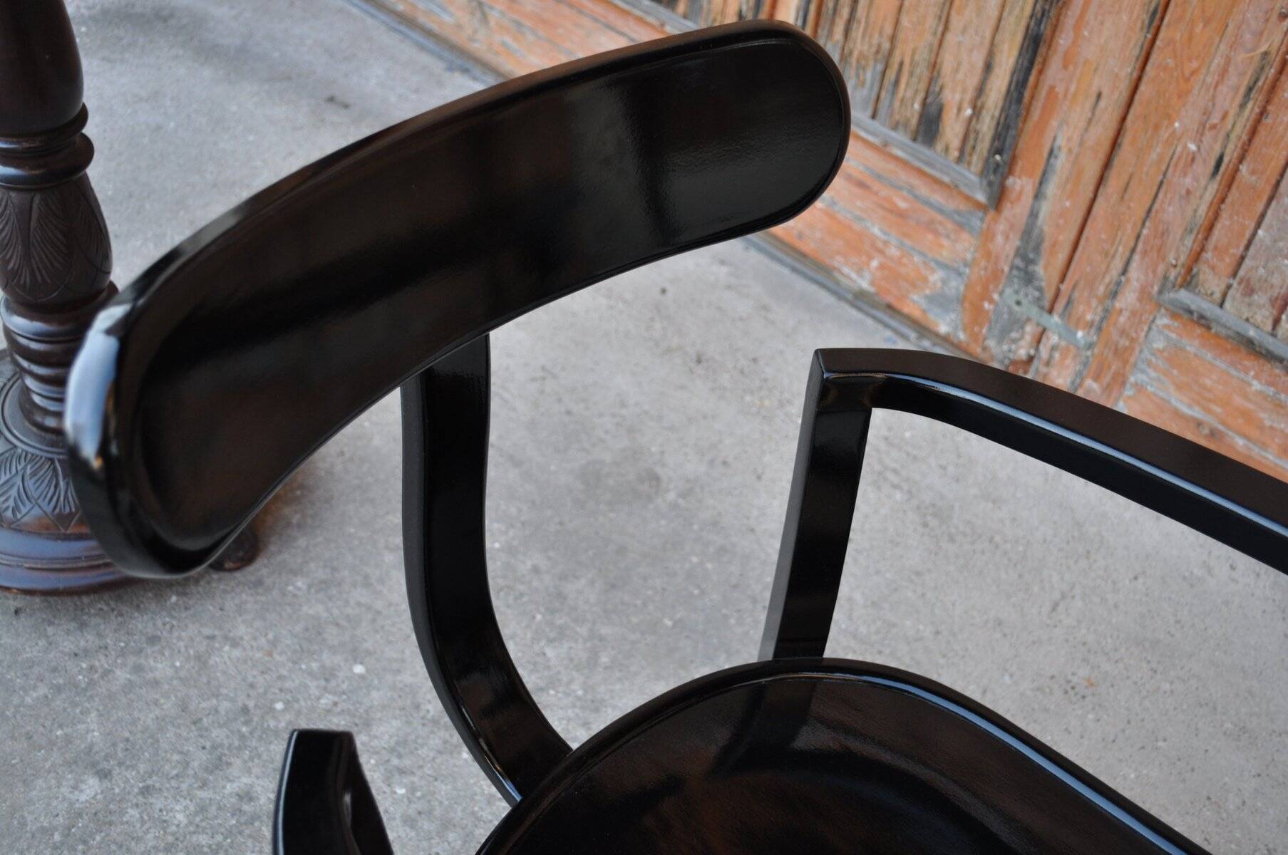 Pair of black Art Deco chairs in wood by Lajos Kozma, Szék és Faárugyár, 1920s