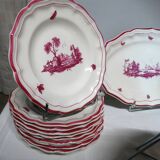 GIEN factory. Earthenware service called "landscapes". 29 pieces.