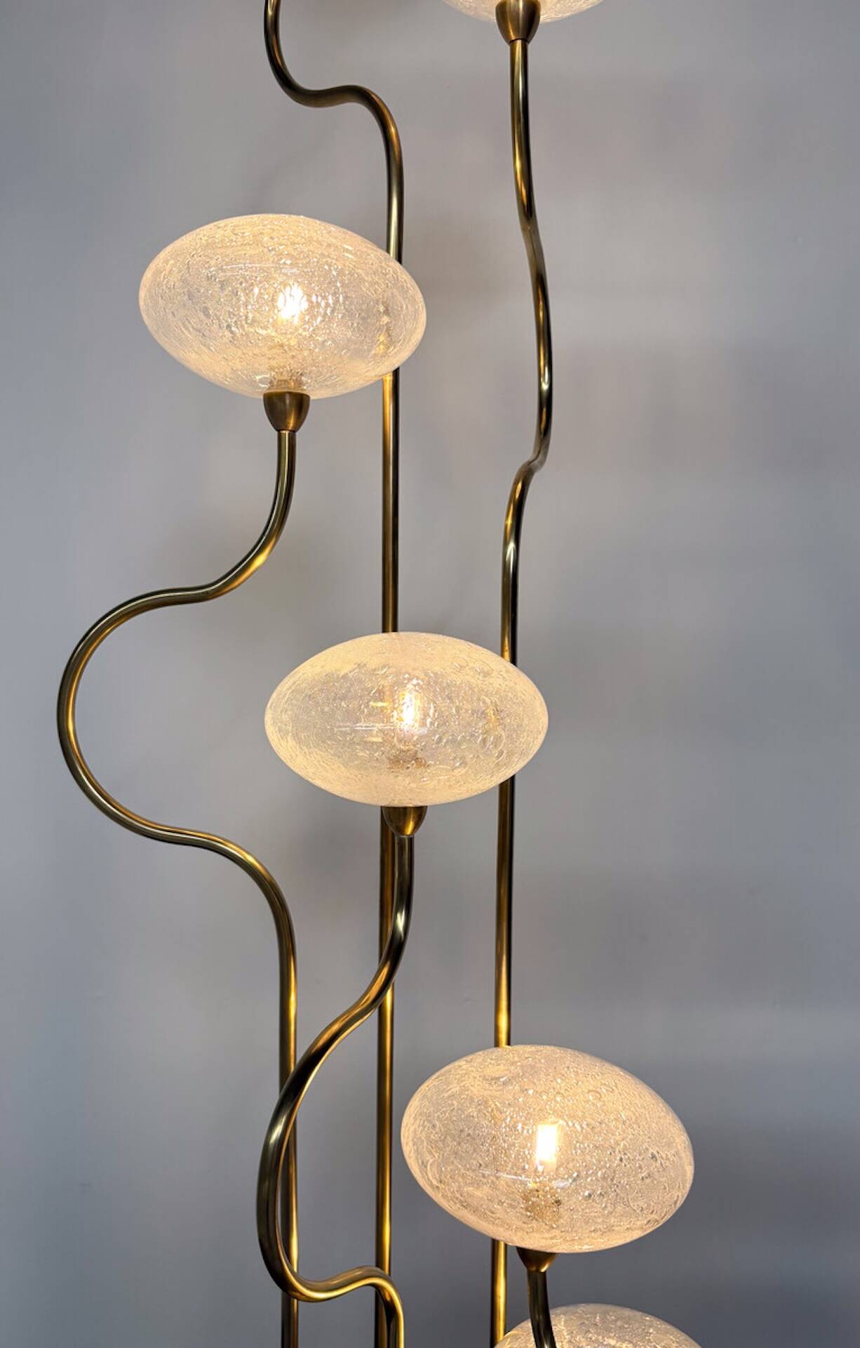 Contemporary Floor Lamp, Brass and Glass, Italy