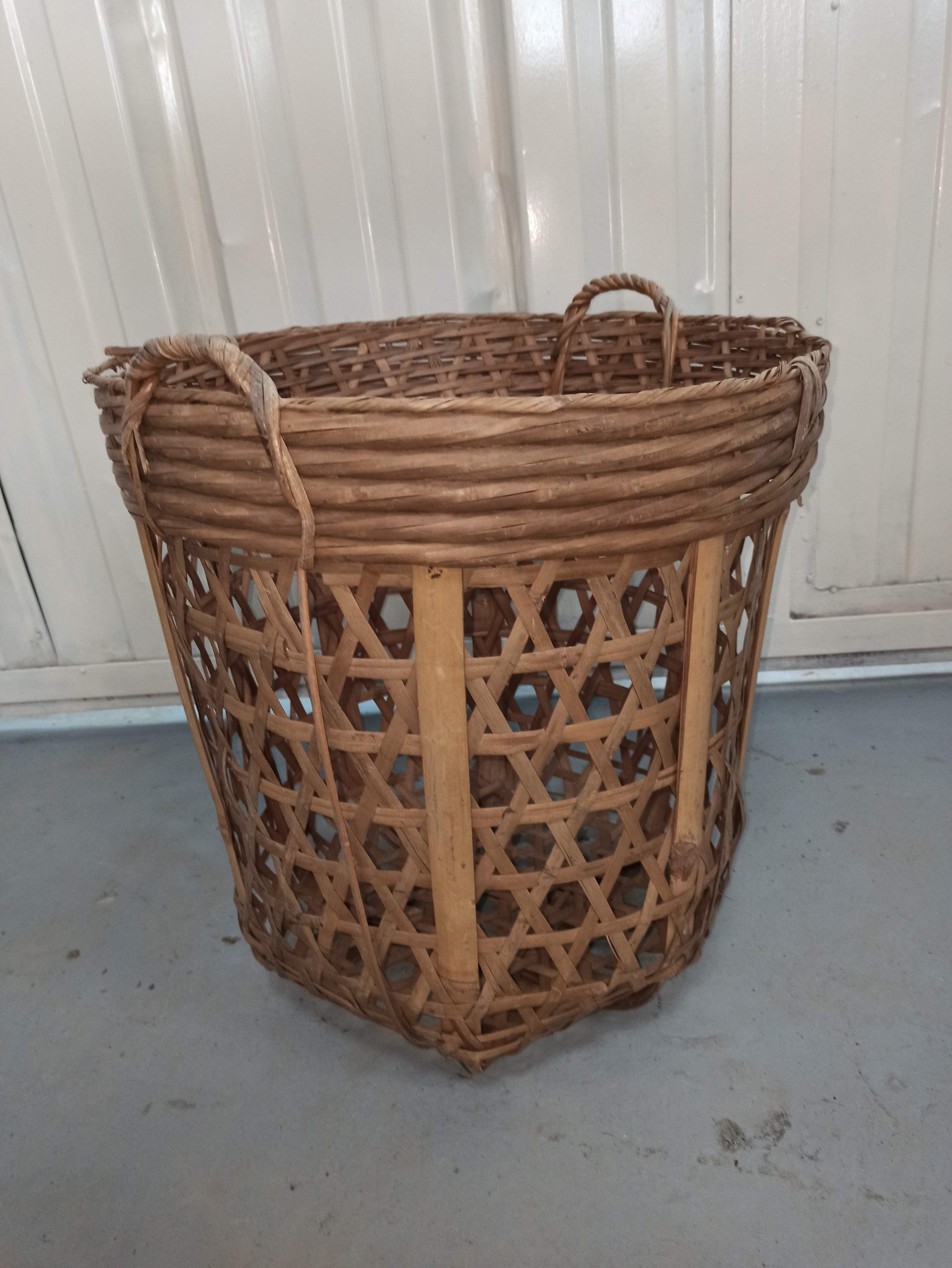 Large basket 53 cm in rattan and wicker basket