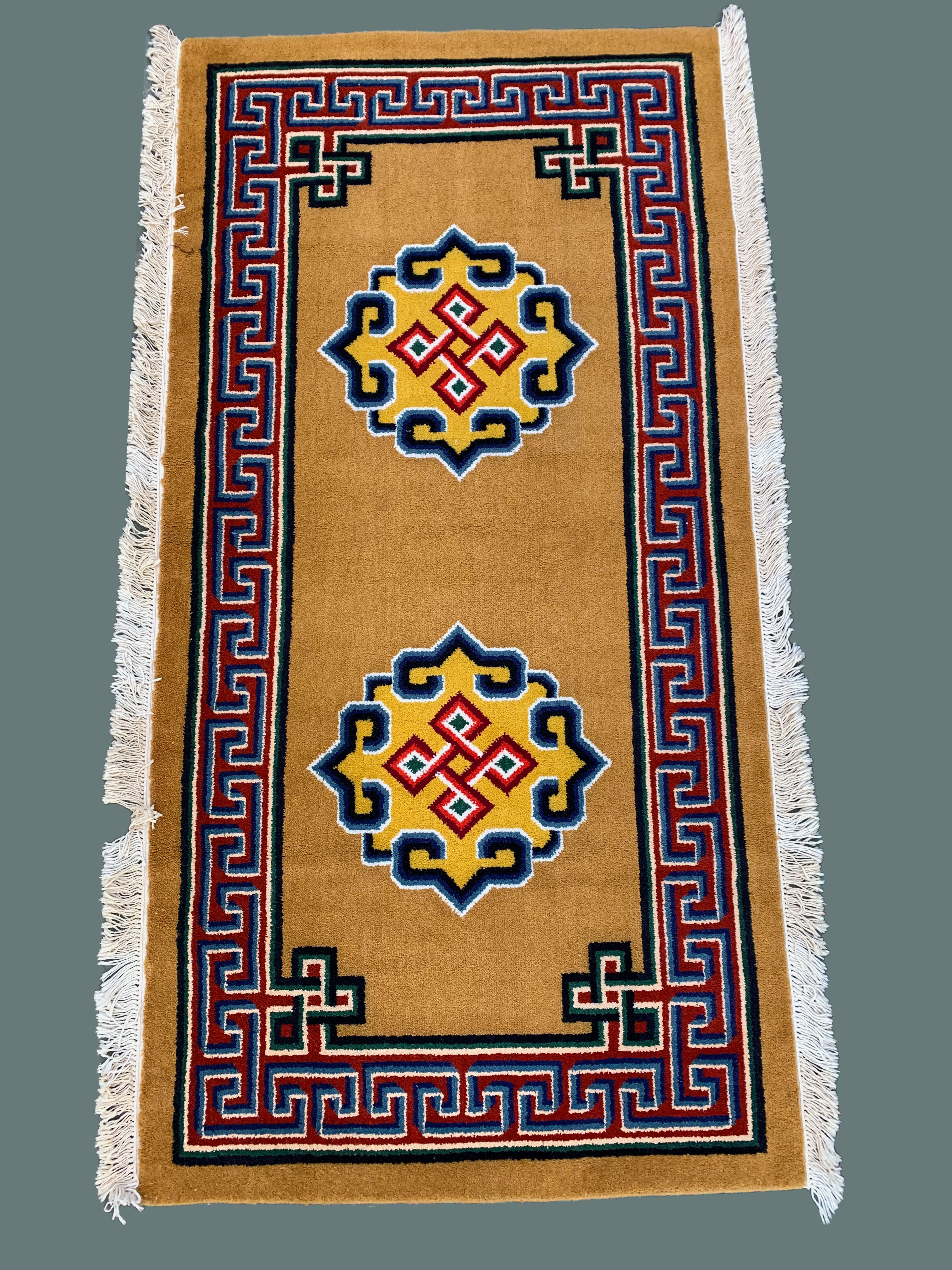 Rare Mongolian Rug 200x105 cm, Vintage Old Tribal