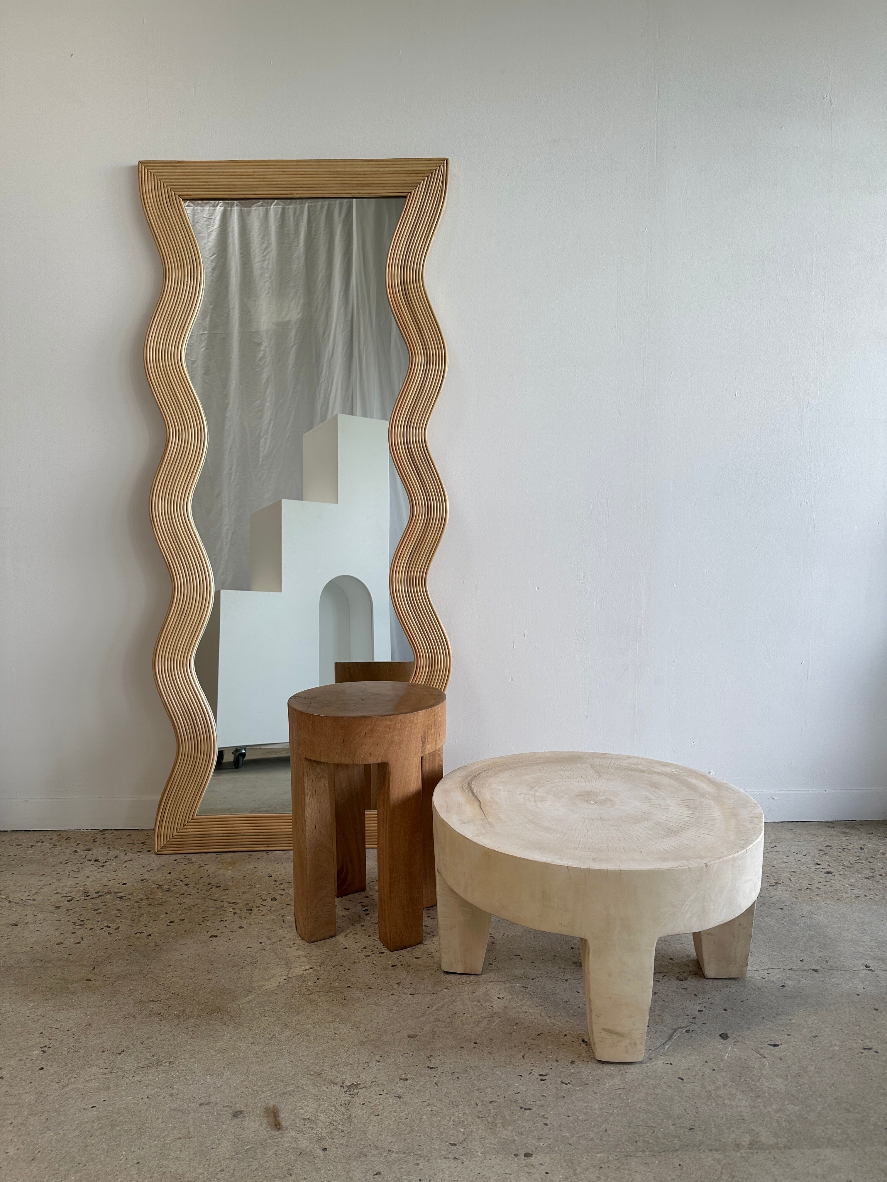 Zigzag rattan foot mirror H:182cm