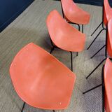 Ensemble de 8 chaises Guariche orange