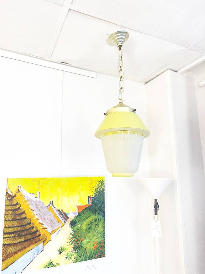Yellow opaline pendant light, 1950