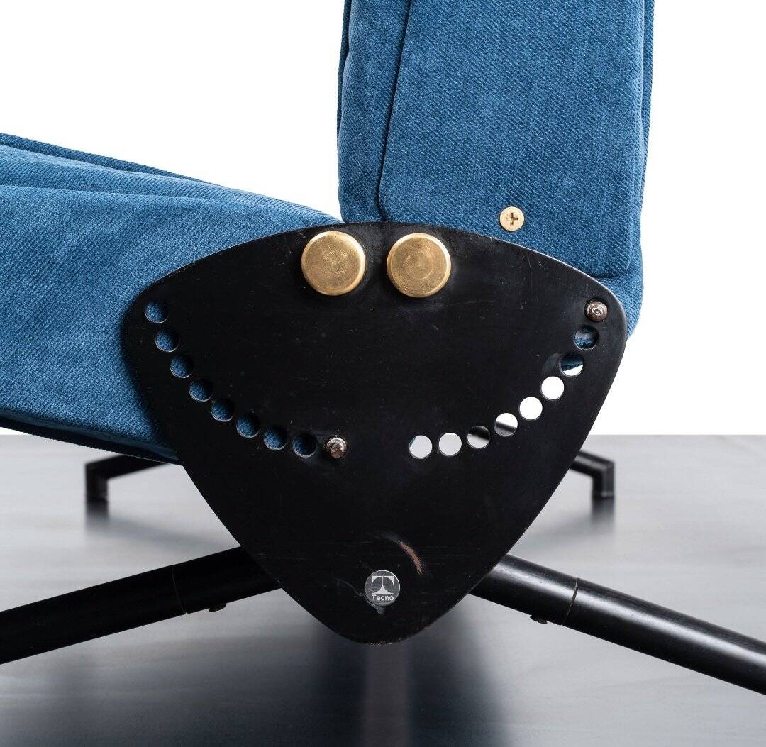 Vintage Model D70 Sofa Bed Black Iron Reupholstered Blue by Osvaldo Borsani for Tecno, 1970s