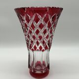 Val Saint-Lambert cut and red-lined crystal vase
