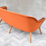 Vintage Sofa, 1960s, Russet Velvet