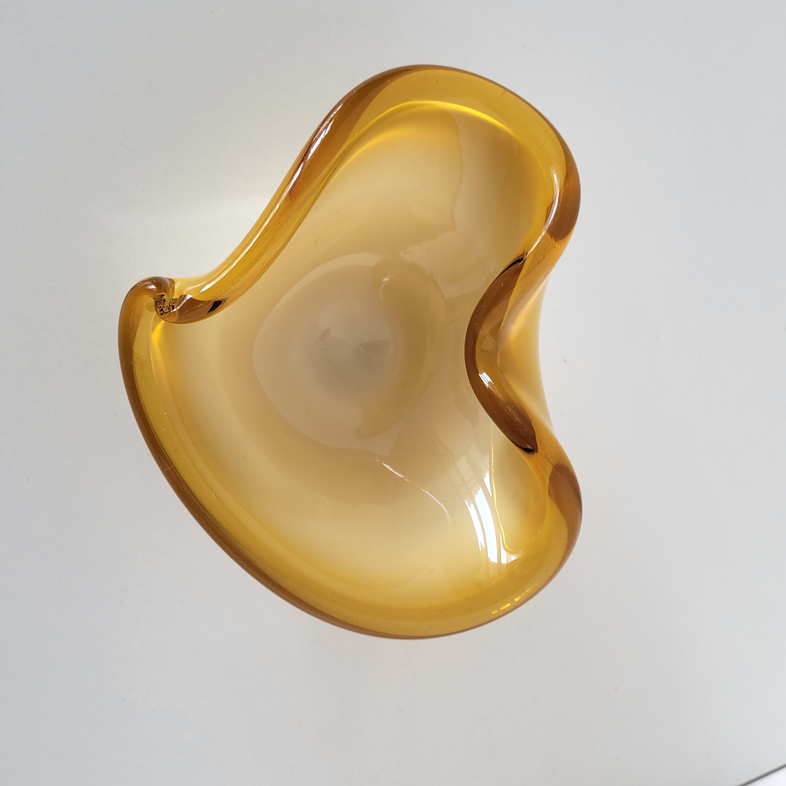 Empty pocket vintage yellow Murano glass bowl