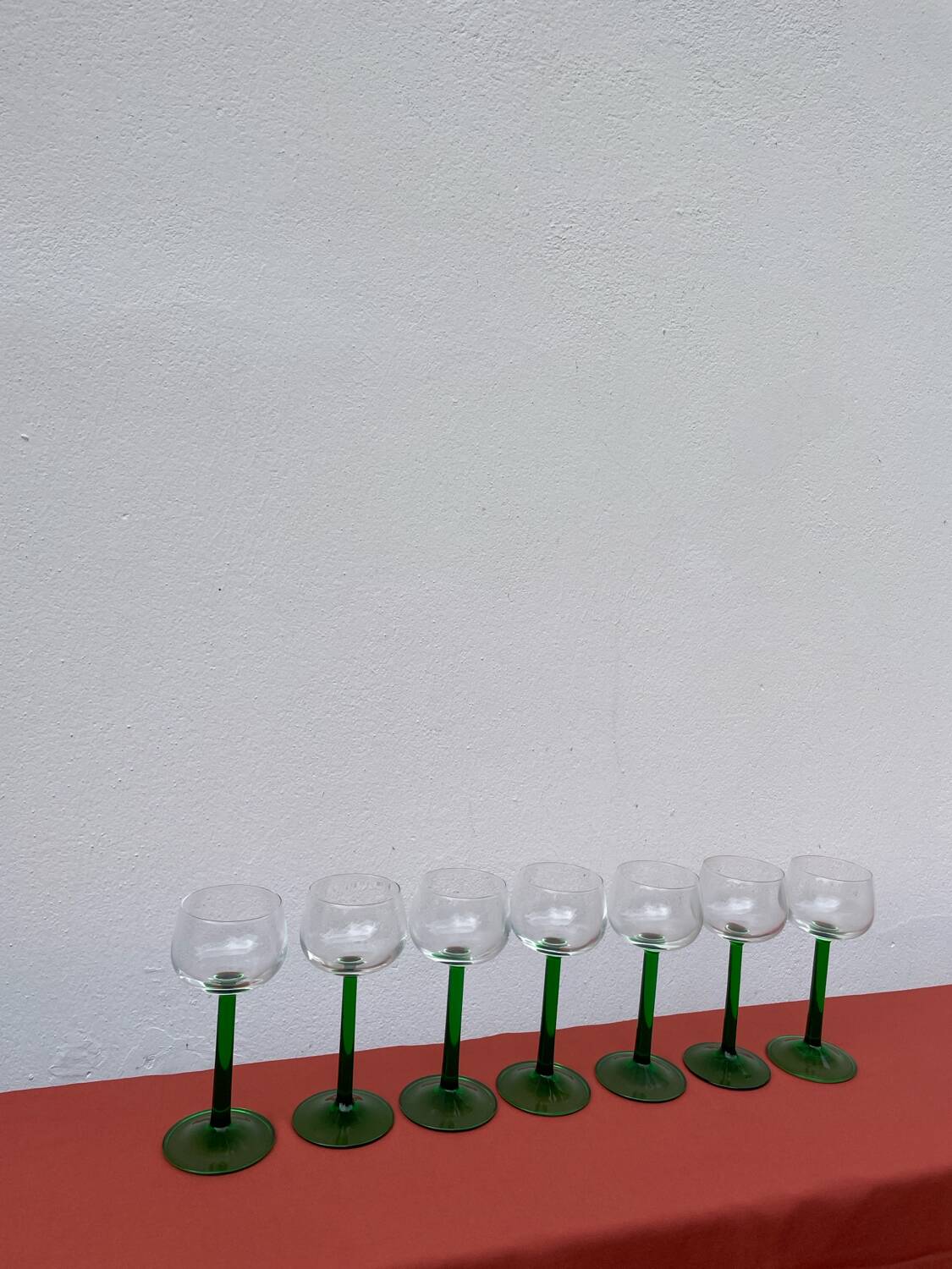 7 green Alsace wine glasses