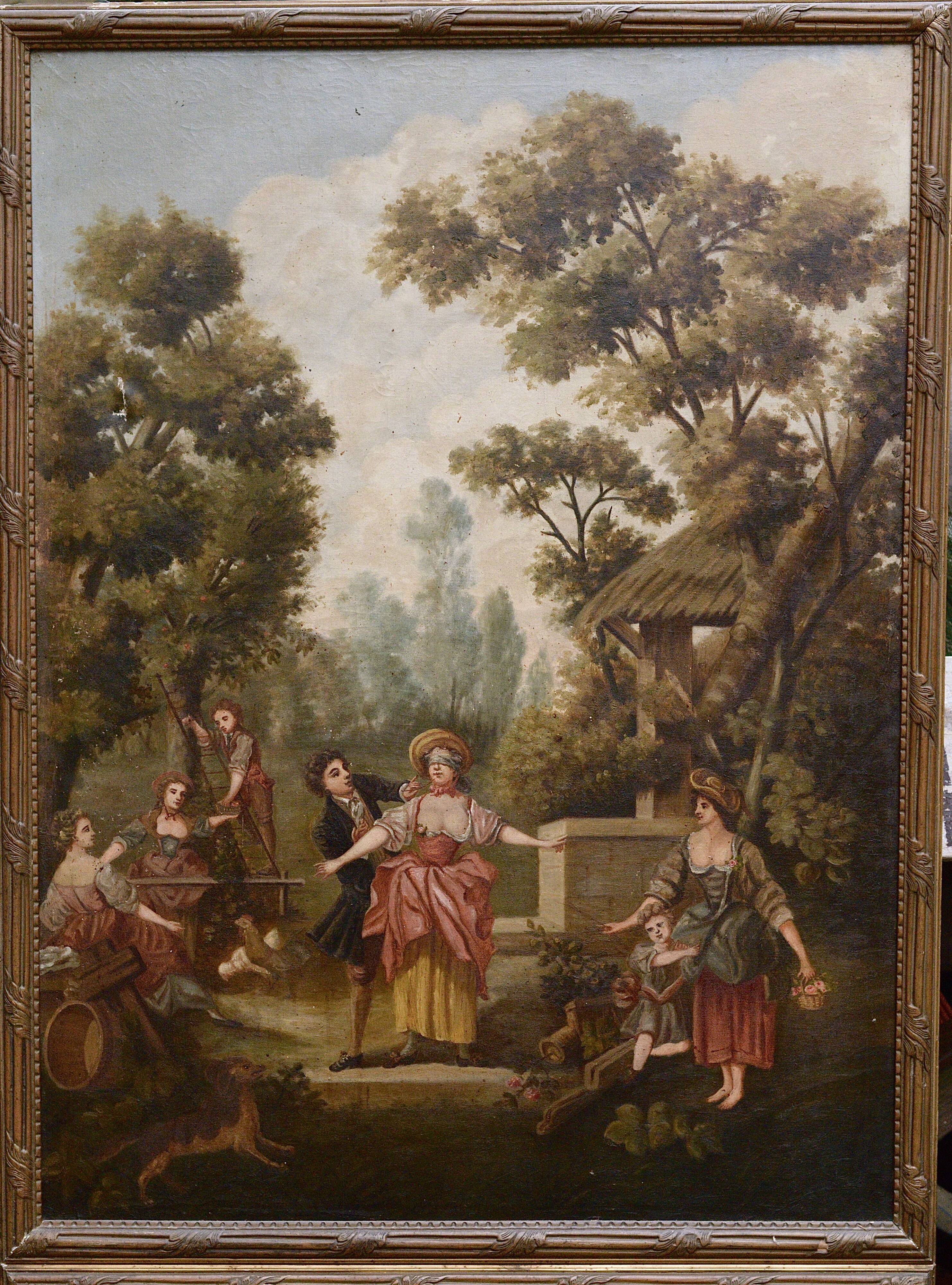 Trumeau xixth scene of colin-maillard in the countryside