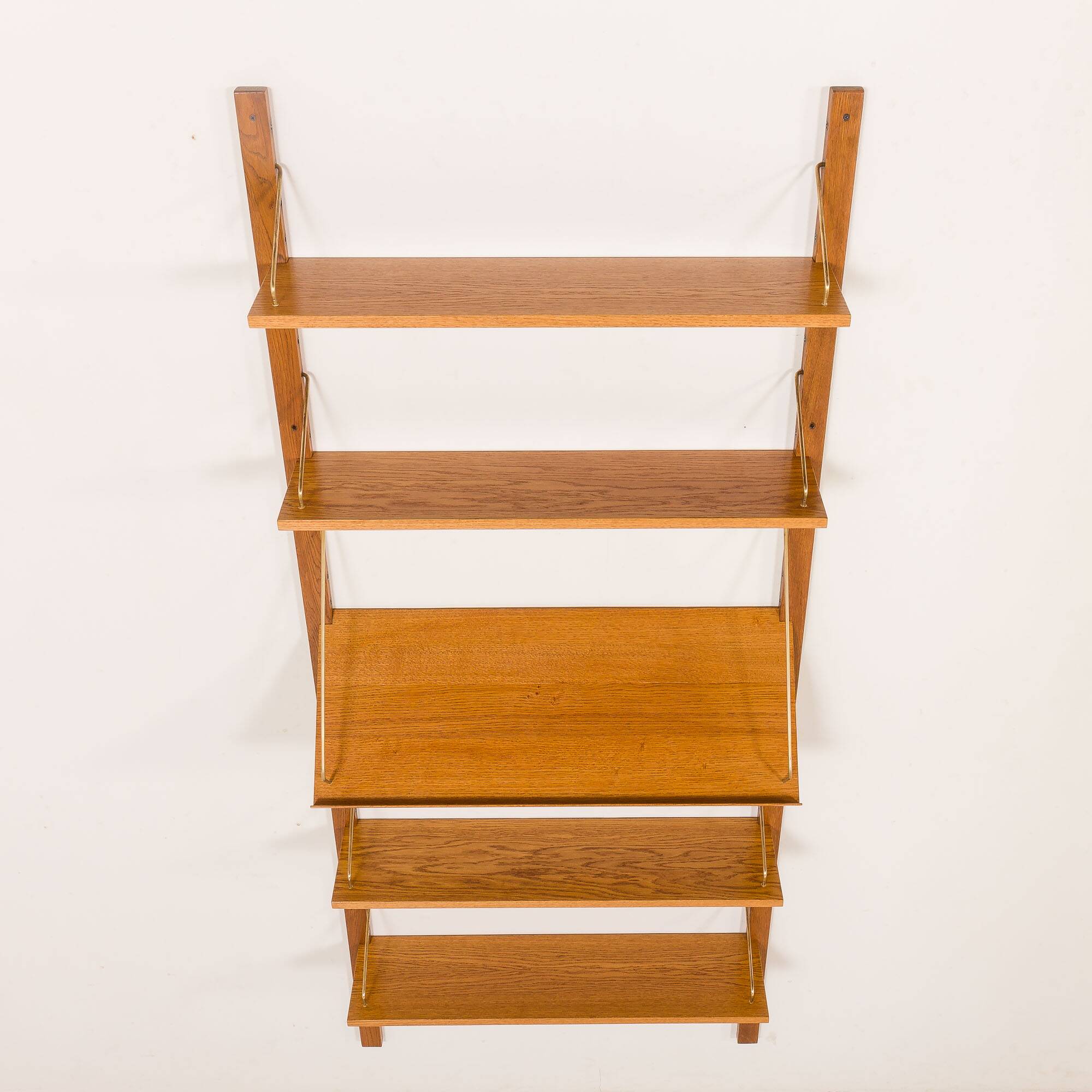 Scandinavian vintage shelving unit in oak, 1960s