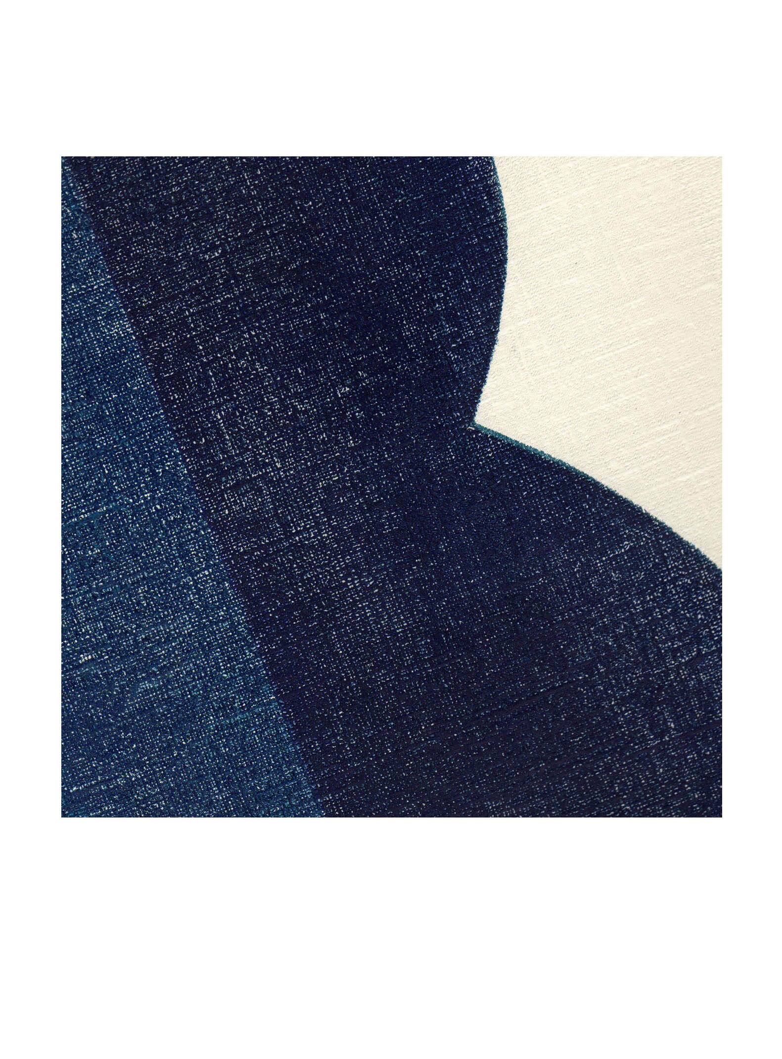 Abstract painting 30x40 geometric illustration dark blue signed Eawy