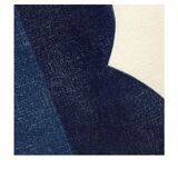 Abstract painting 30x40 geometric illustration dark blue signed Eawy