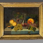 French school 19th century. - Still life with a wine decanter Oil painting