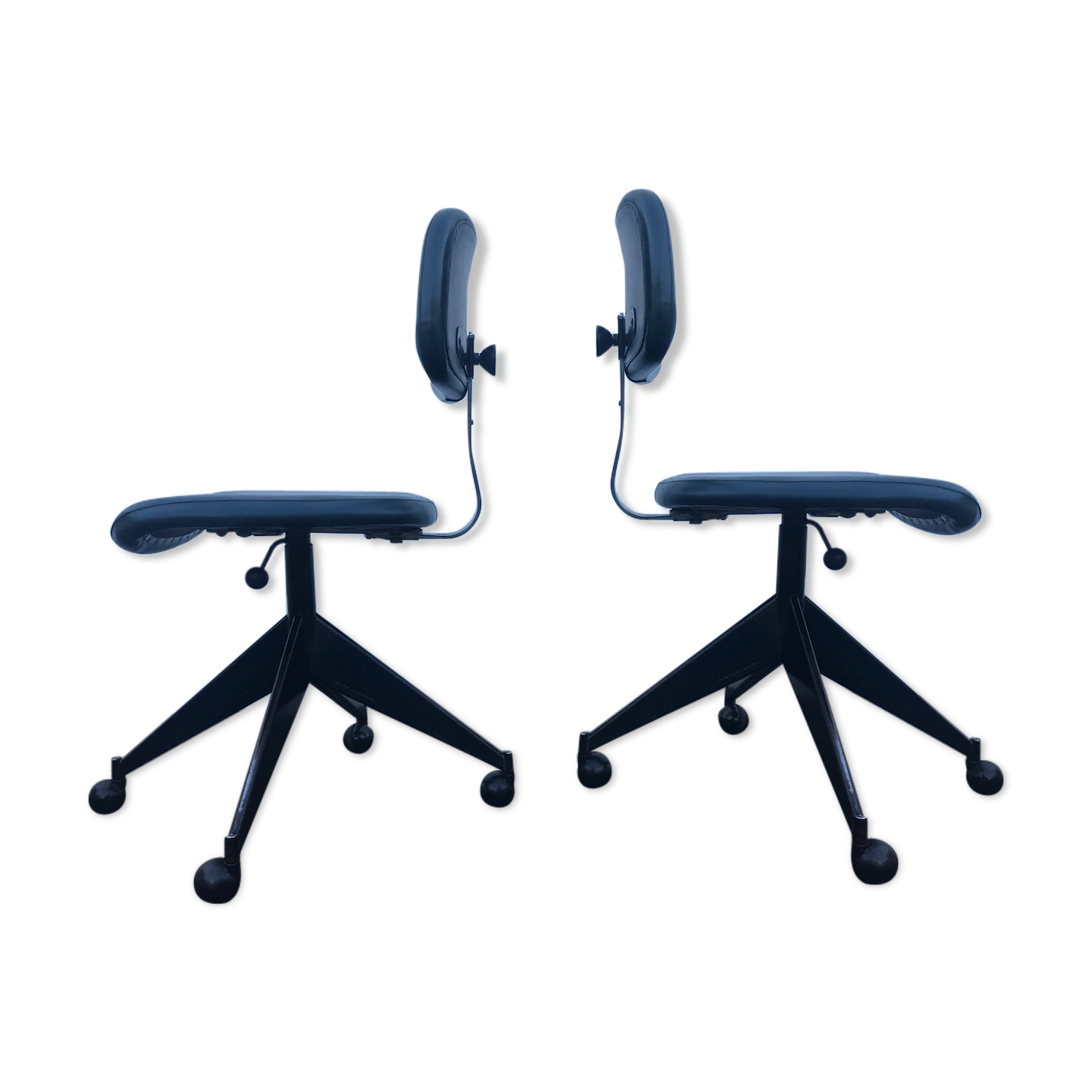 Pair of high-rise adjustable chairs from Velca Legnano (Italy) for Jules Wabbes 1960