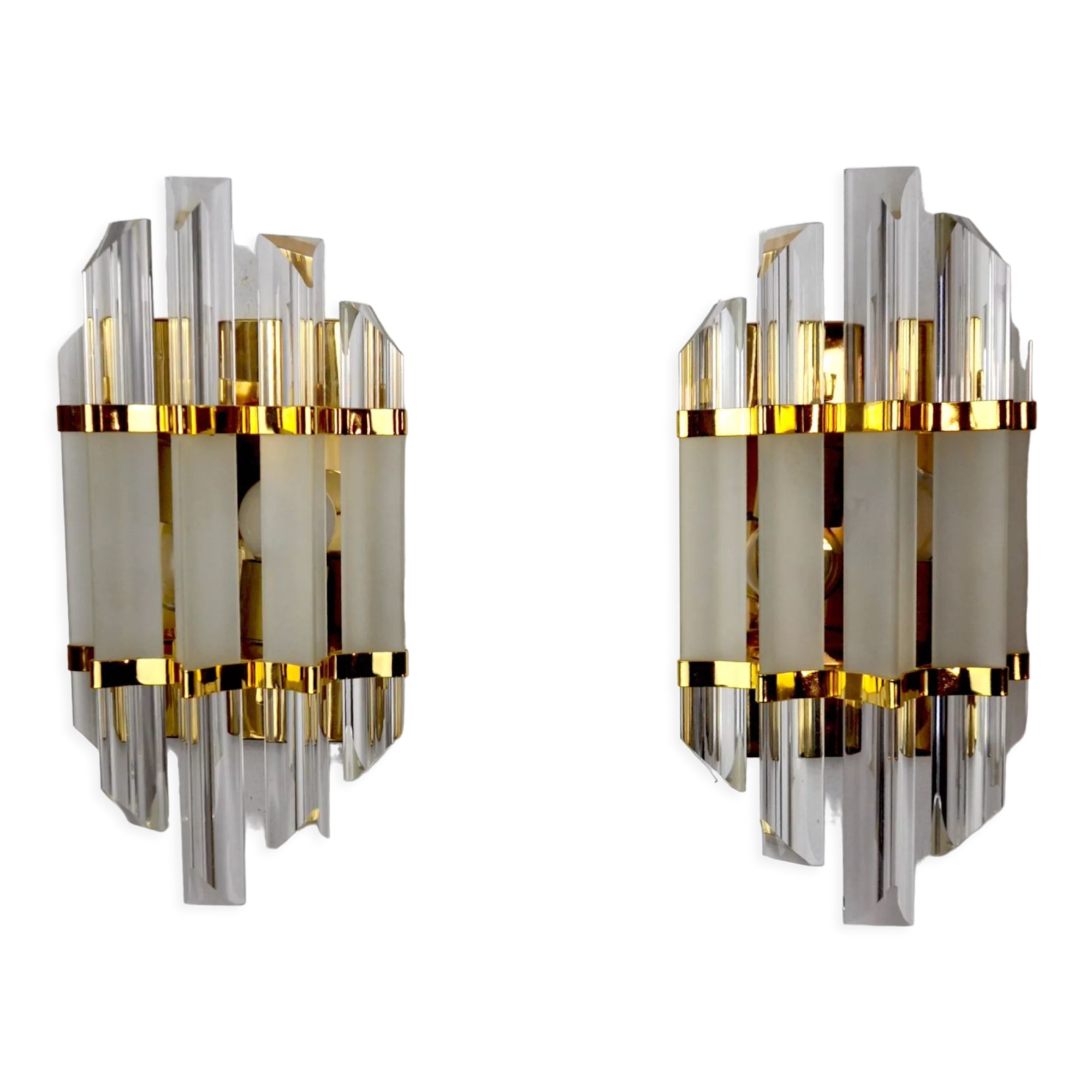 Pair of wall lamps Venini glass from Murano Italy 1970