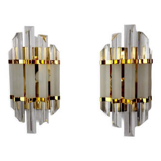 Pair of wall lamps Venini glass from Murano Italy 1970