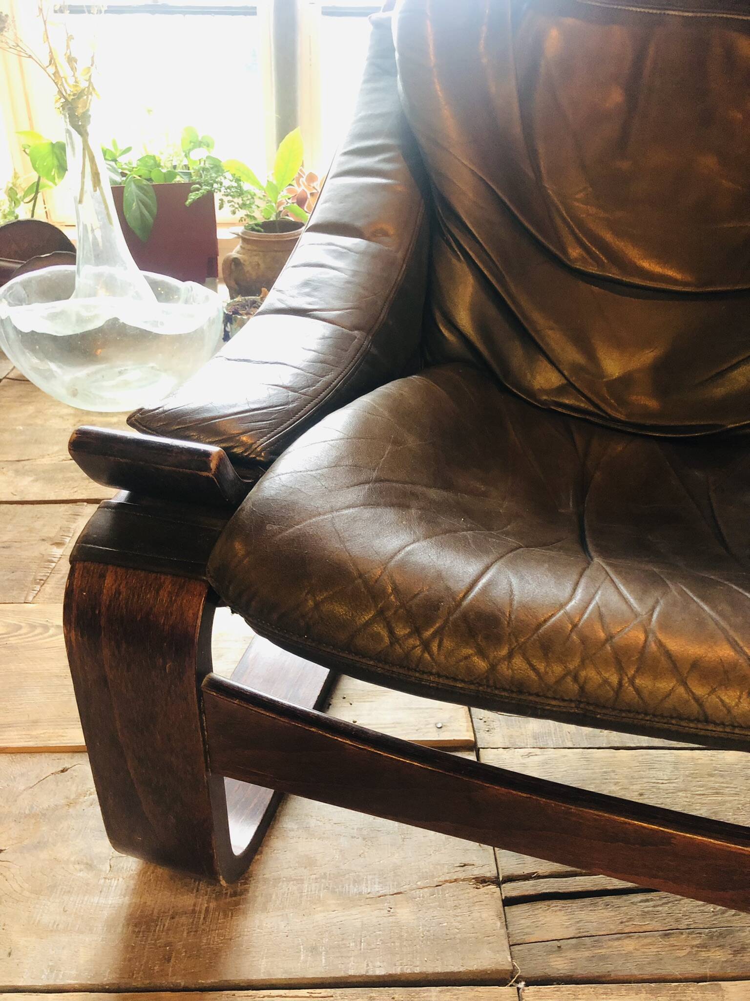 "Kroken" armchair in leather by Ake Fribytter for Nelo Möbel Sweden 1970