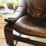 "Kroken" armchair in leather by Ake Fribytter for Nelo Möbel Sweden 1970