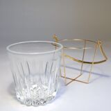 Glass and gold metal ice bucket